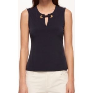 Tommy Hilfiger Embellished Split-Neck Top NWOT